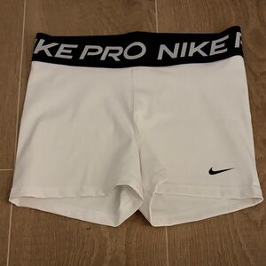 Nike Women's Black and White Pro Athletic Shorts